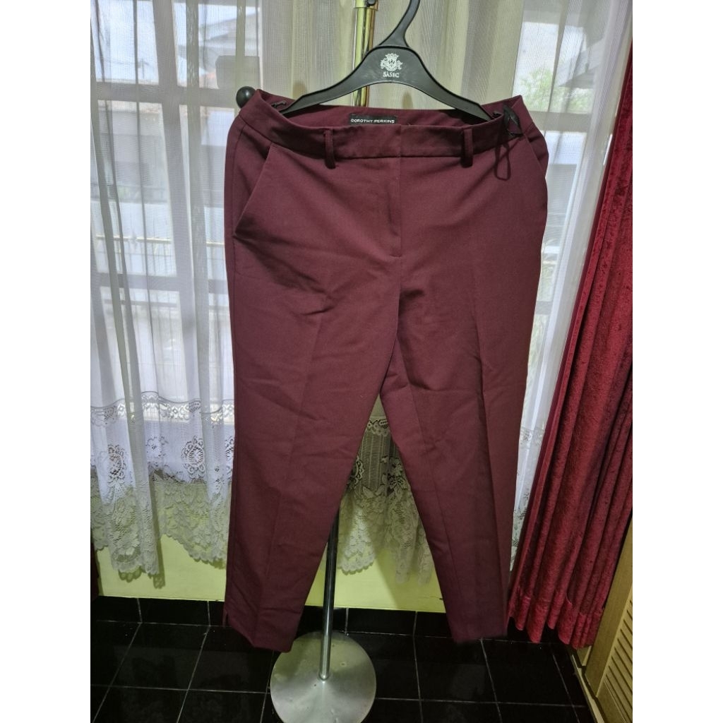 DOROTHY PERKINS MAROON ANKLE PANTS CELANA PANJANG KANTOR WANITA MERAH MARUN