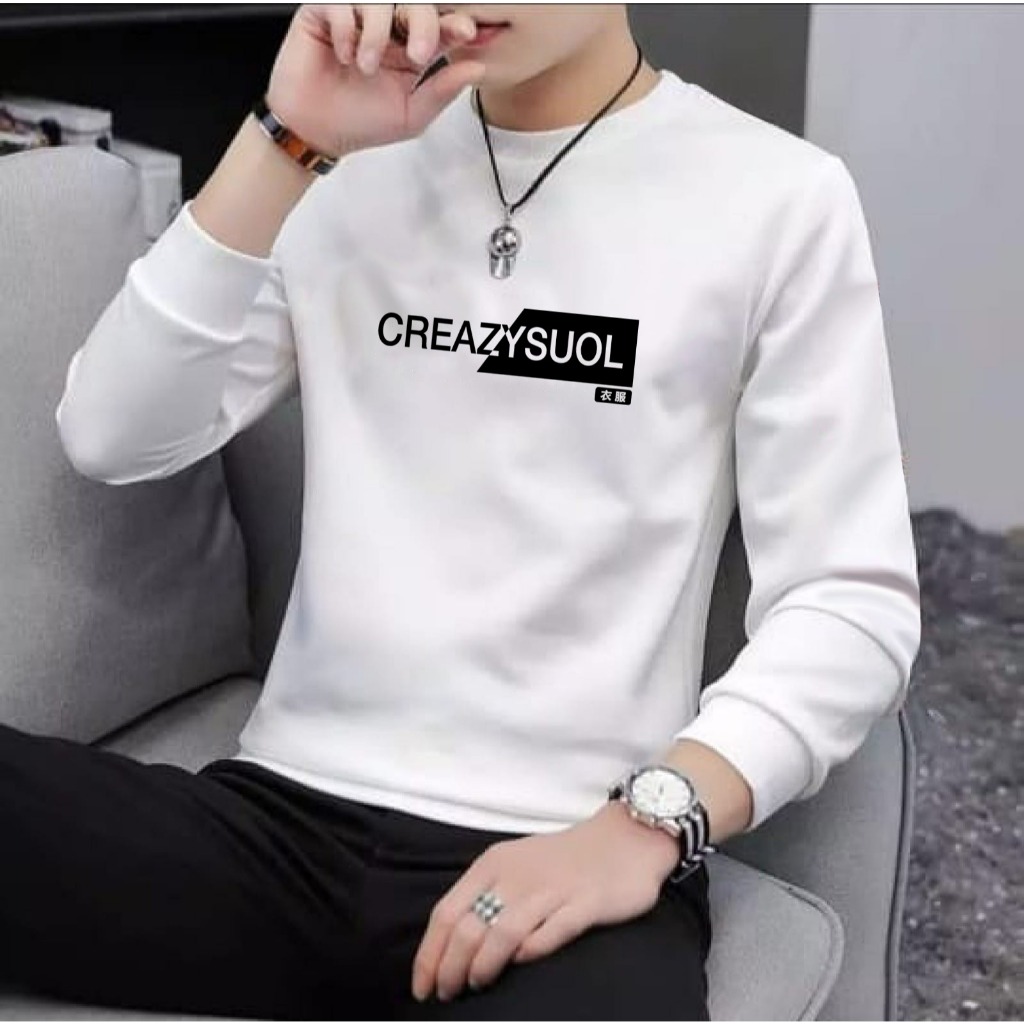 Promo Sweater Keren Crewneck Cowok Model Elegan Kaos Pria Kekinian Sweter Kasual Creazysuol