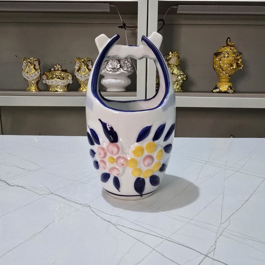 TEMPAT SENDOK KERAMIK BIRU PUTIH IMPORT UKURAN SEDANG