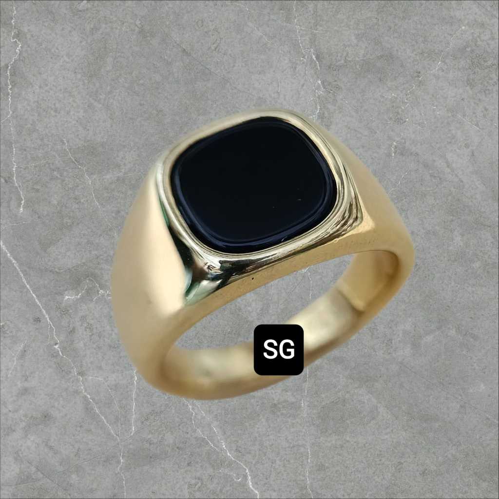 CINCIN TITANIUM PRIA BATU ONIX HITAM KODE  CT17 TERLARIS