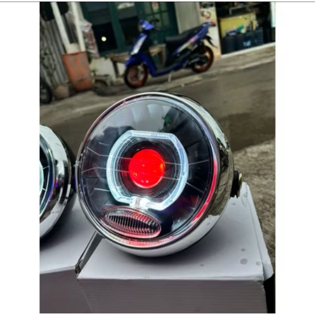 Batok Kepala Lampu Depan Bulat Cover Hitam Custom Biled Ala Ala 4.5 Inchi PNP RX King Ninja SS Tiger