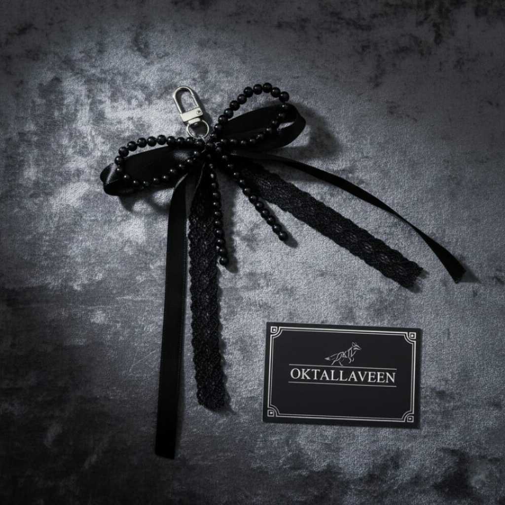 Laveen Bow - Midnight Elegance (Gantungan Tas/Kunci Hitam) Elegan, Luxury, Gothic