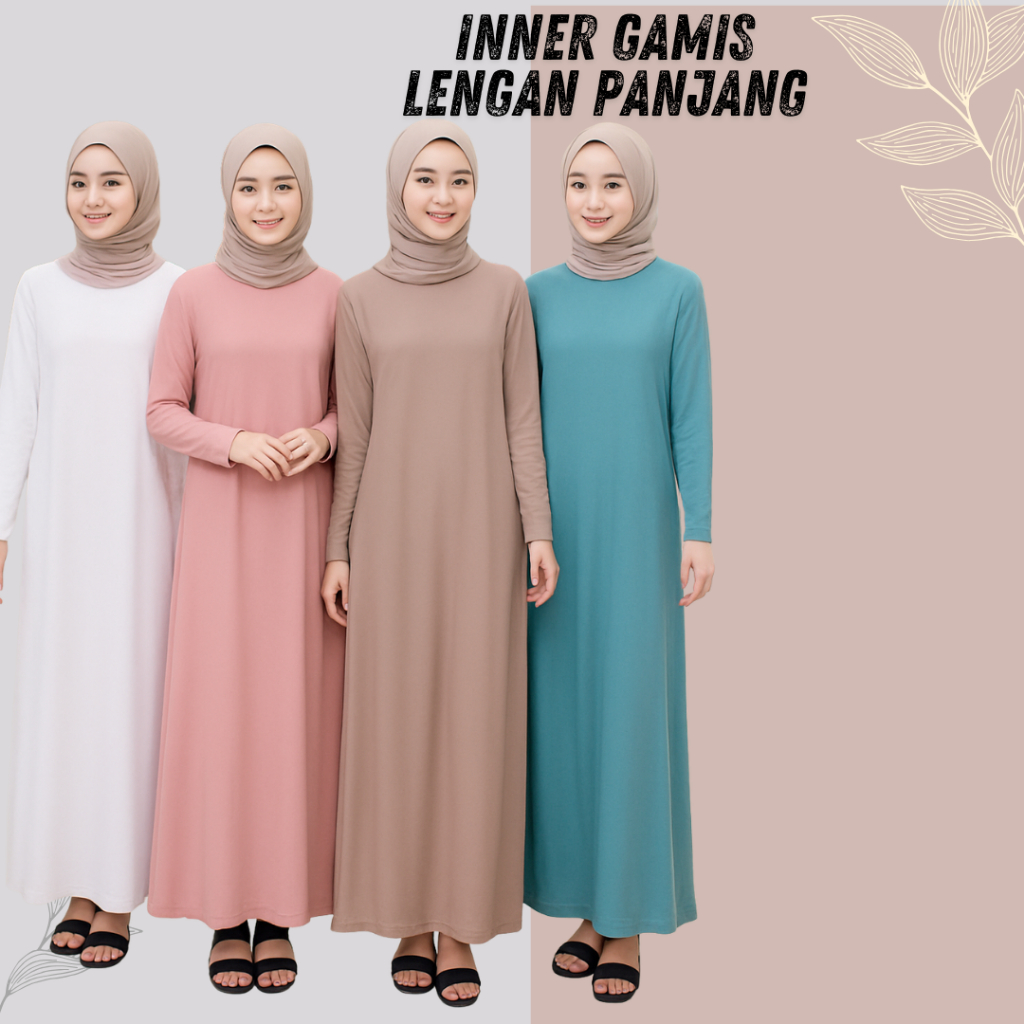 Gamis Lengan Panjang Turtle Neck Inner Mangset Daleman Baju Gamis