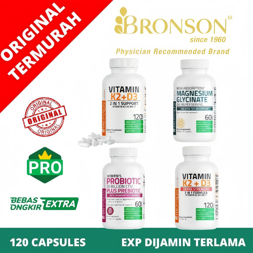 Bronson Extra Strength Vitamin K2 D3 Mg Probiotic