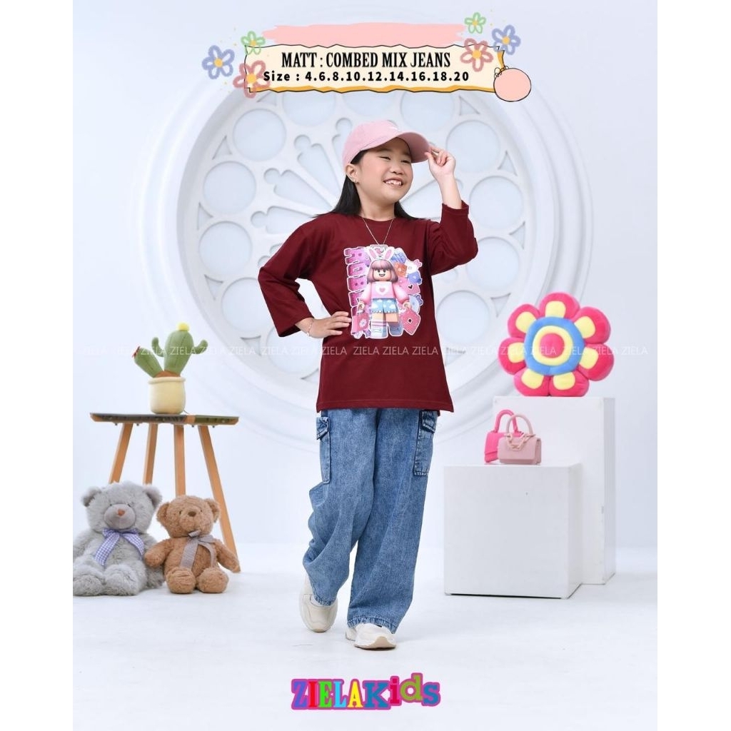 Ziela baju anak setelan ziela, setelan anak perempuan setelan levis