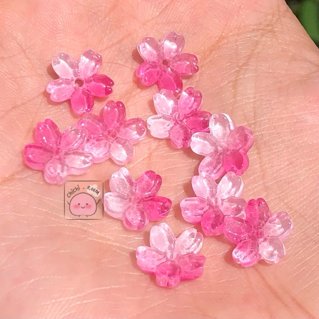 10pcs Manik kaca bunga sakura manik kelopak bunga sakura aesthetic