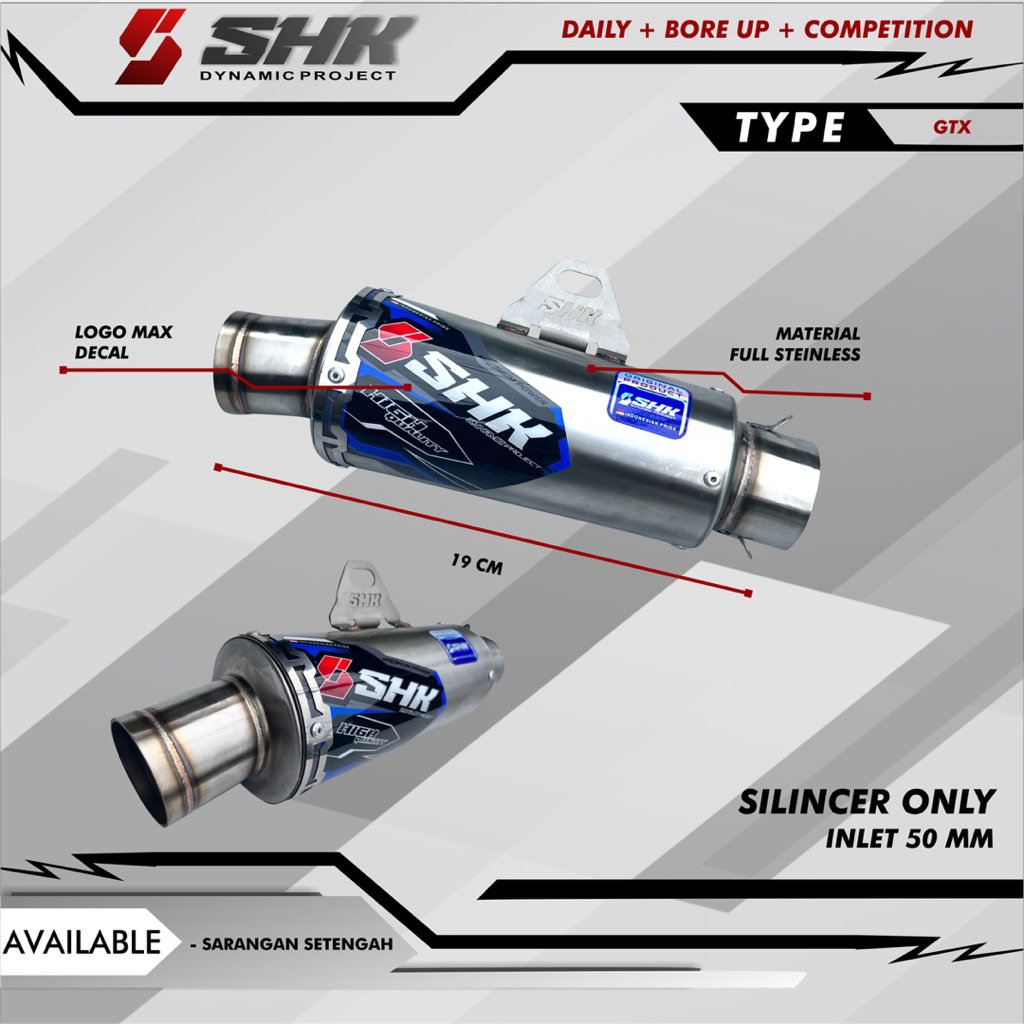 Silincer/tabung knalpot GTX/RBT original SHK inlet 50mm silincer saja