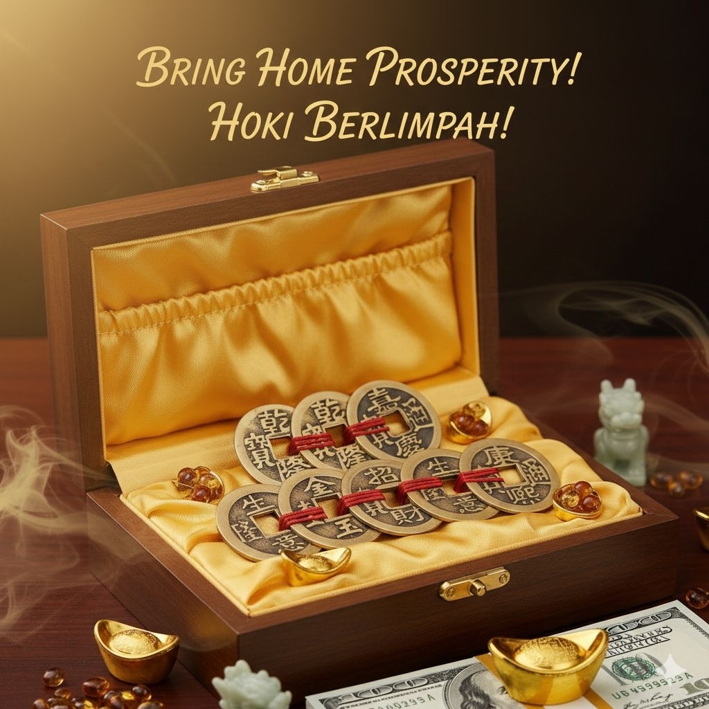 Koin Cina Kuno Fengsui Susun Untuk Keberuntungan