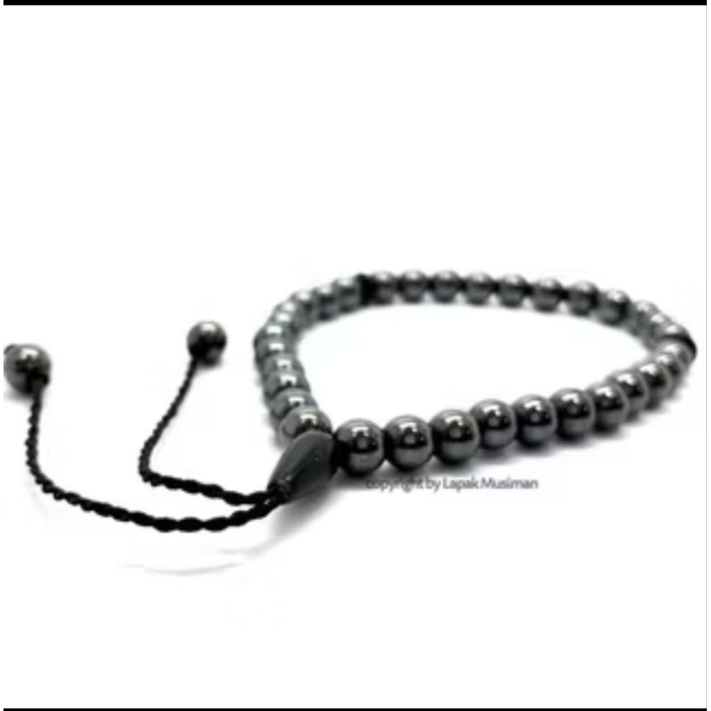 Tasbih Batu Blustin Asli Natural 99 Butir Ukuran Besar 8mm – Tasbih Kesehatan Hitam