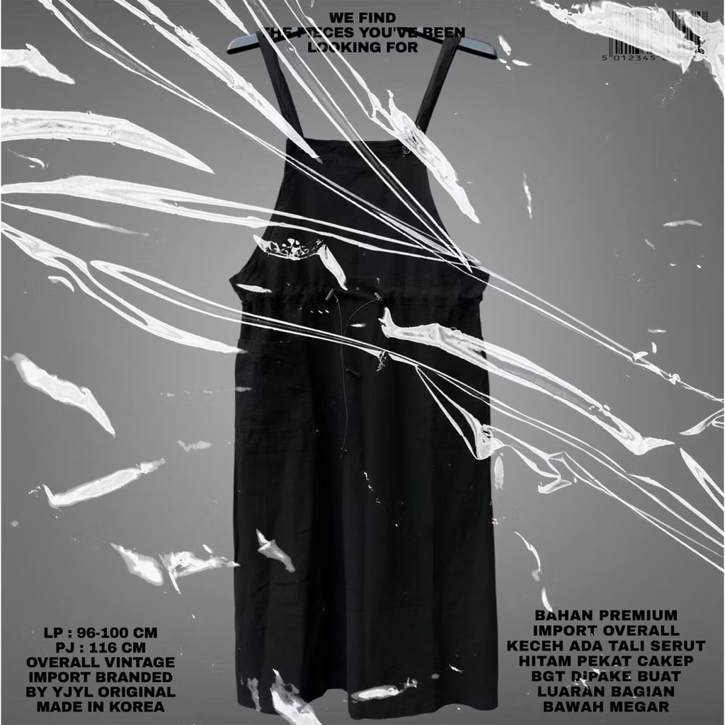 YJYL ORIGINAL KOREAN DRESS OVERALL/BLACK DRESS OVERALL KOREAN LOOK/DRESS KOREAN STYLE/BLACK OVERALL 