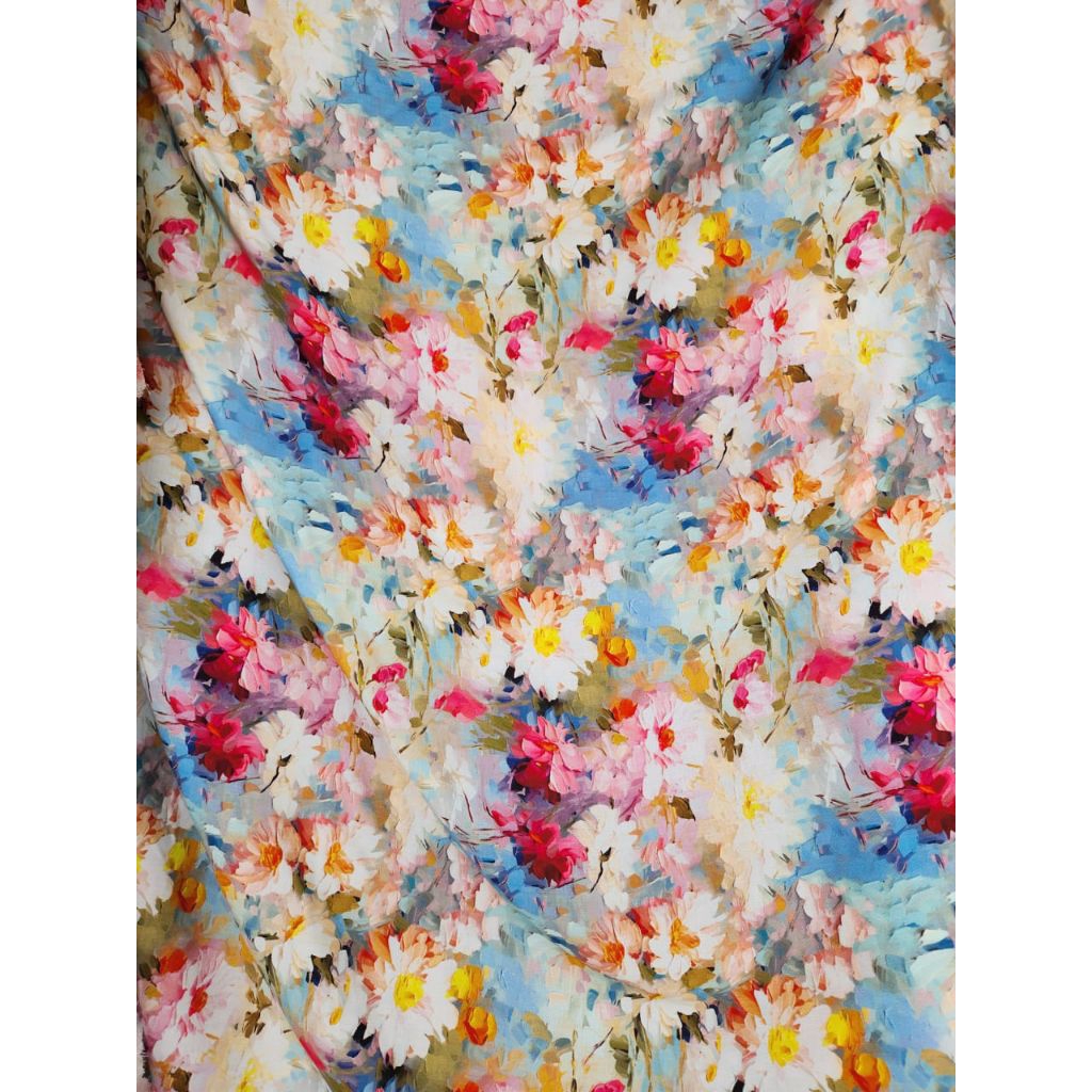 kain bahan katun rayon motiv bunga printing