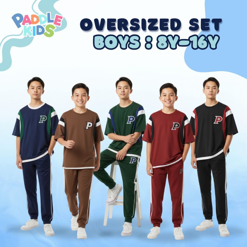 Paddlekids Setelan Baju Kaos Anak Laki Laki Remaja  8-14th