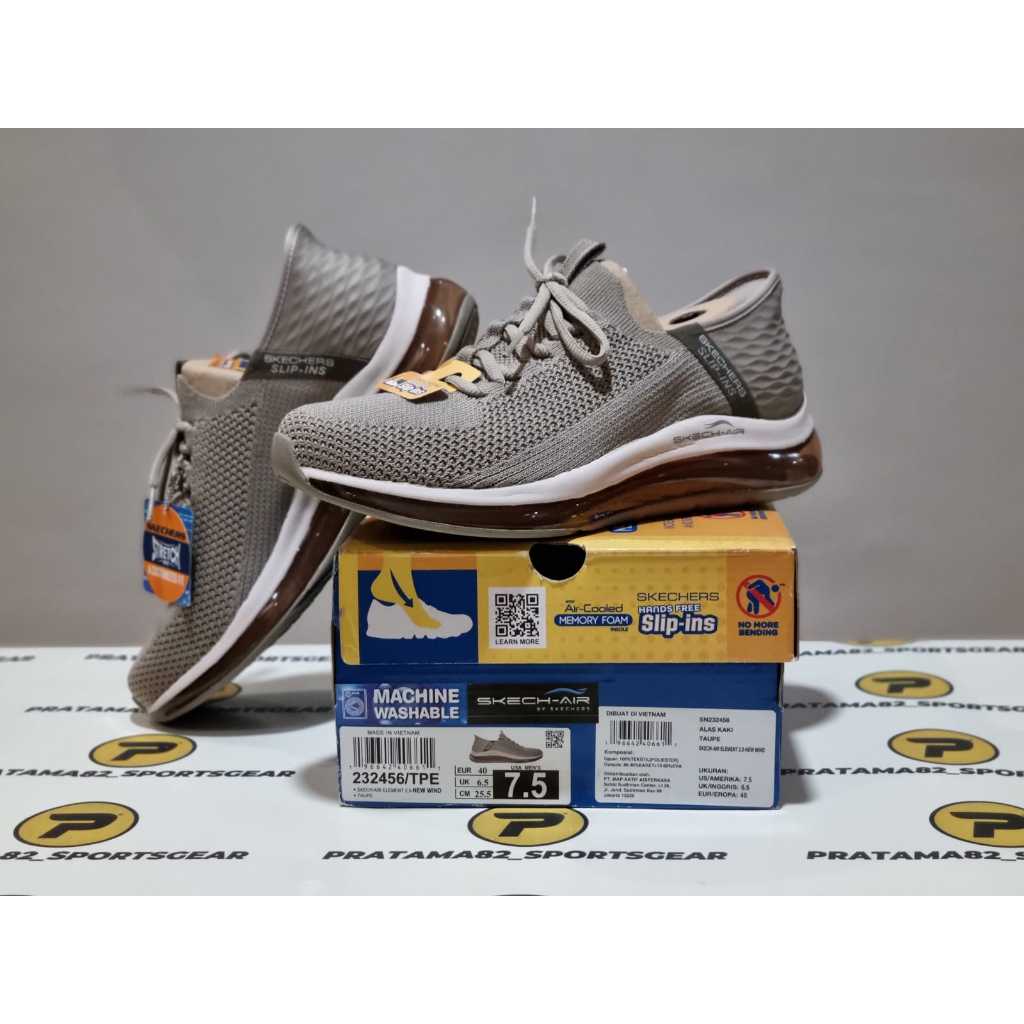 SIZE 40 ( 25.5 CM ) - ORIGINAL ASLI SKECHERS SLIP INS SKECH-AIR ELEMENT 2 NEW WIND SEPATU PRIA CASUA