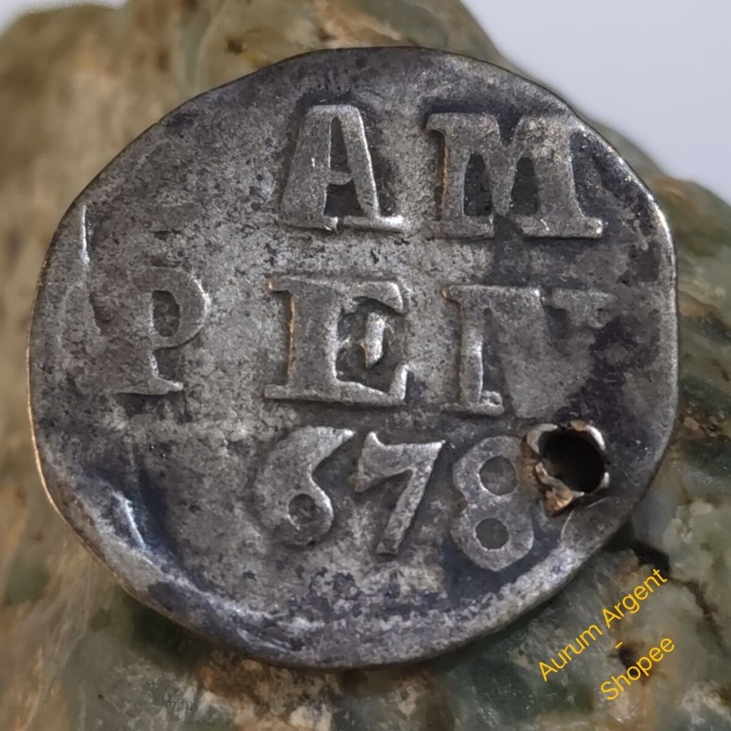 ST.6-- 1 PC KOIN PERAK KUNO ASLI 2 STUIVER CAMPEN TH 1678. --  SILVER COIN --