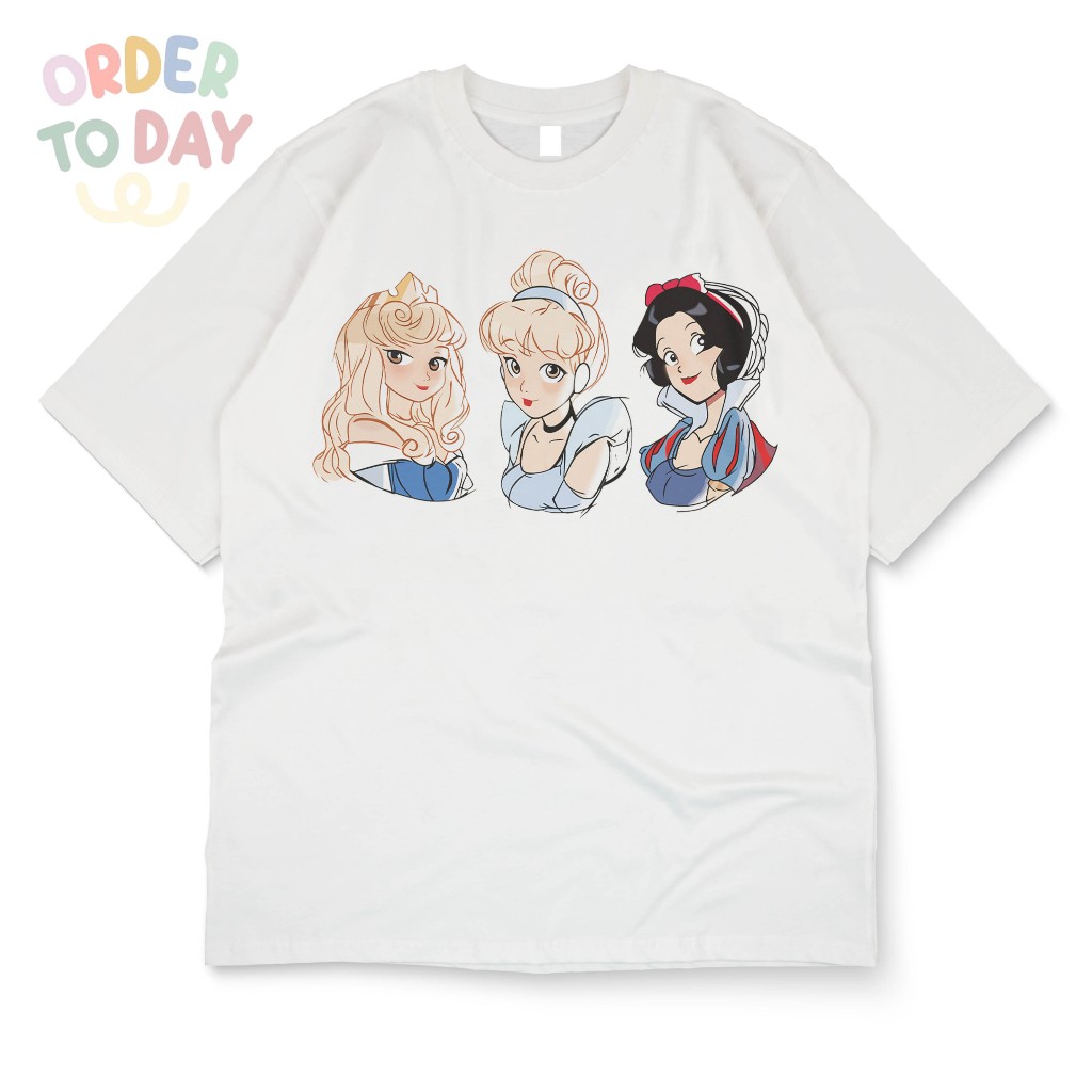 OTD T-shirt Oversize Princess Kaos Pria Wanita Hitam Putih