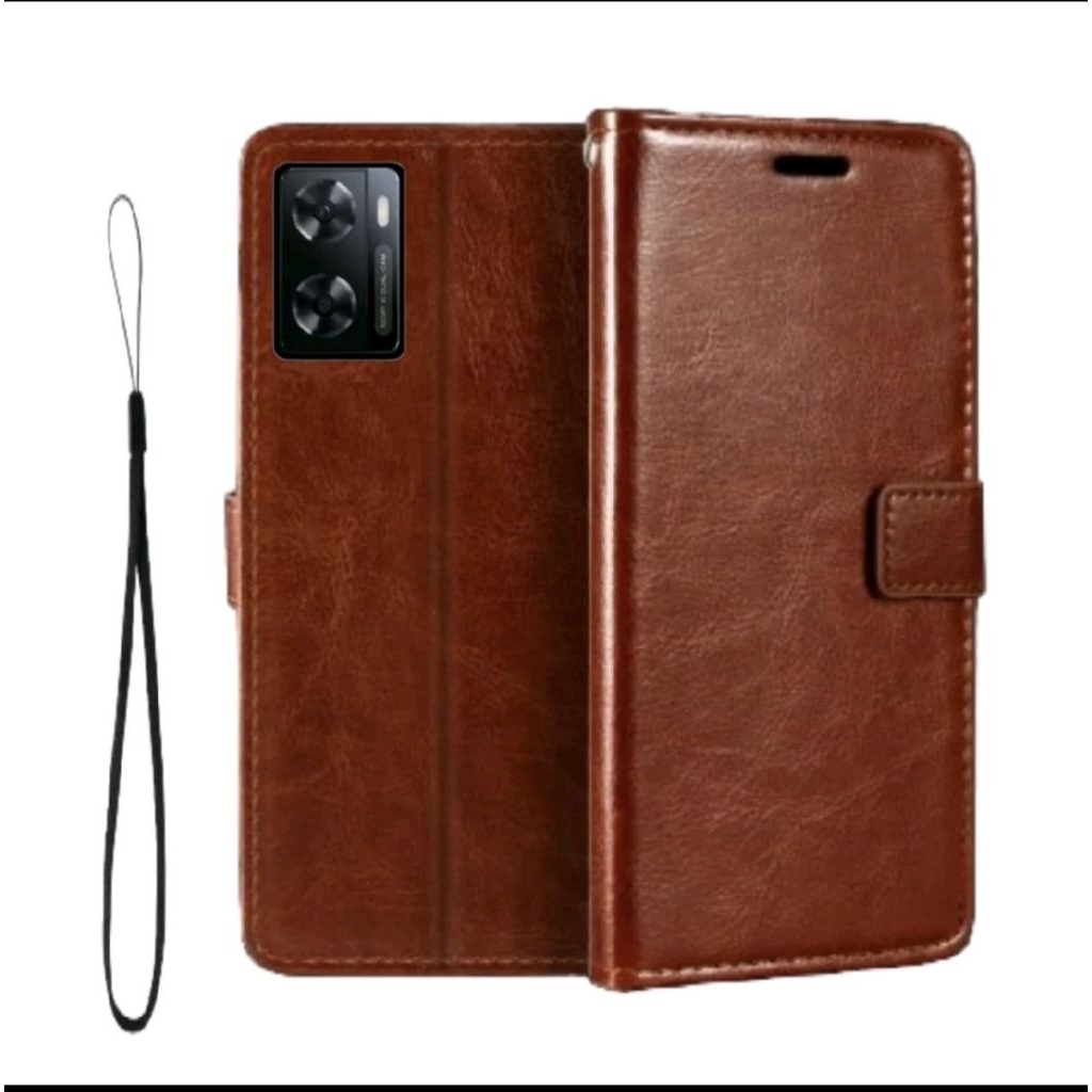 Case Dompet Untuk Oppo A57 2022/A77S Flip Cover Wallet Leather Casing Dompet Kulit