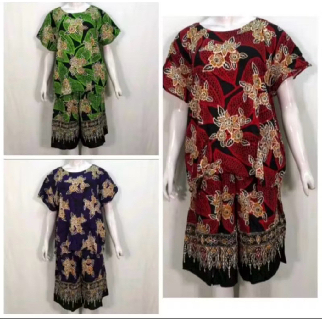 Setelan celana kulot 7/8 gajah putih / setelan kulot gajah putih / setelan batik gajah putih