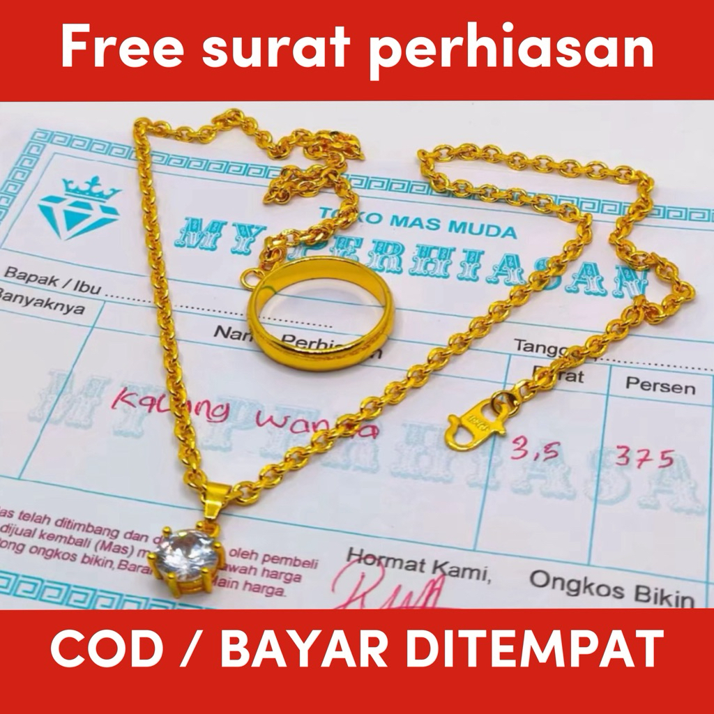 kalung wanita emas muda motif nuri medan emas muda free cincin polos free surat toko