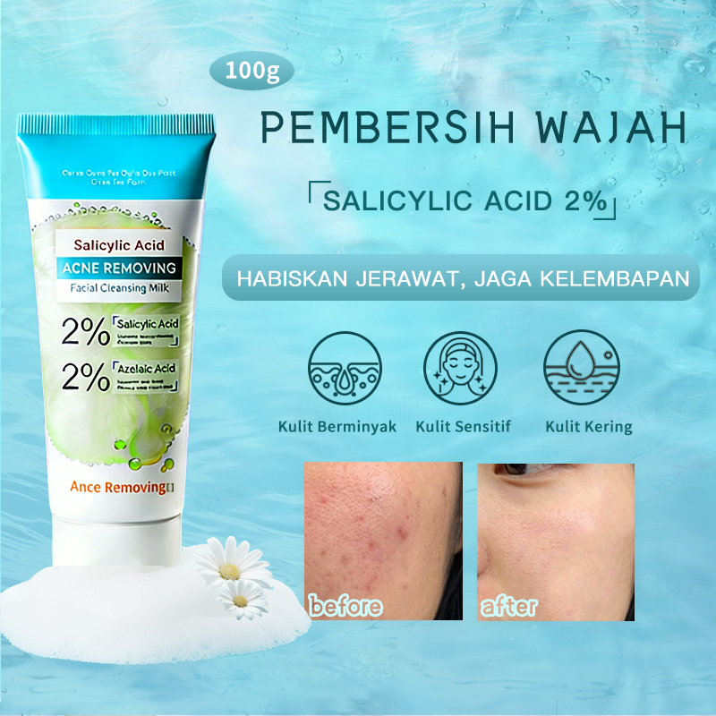 Susu Cuci Wajah Asam Salilik Acne Friendly Gentle Cleanser Sabun Cuci Muka Untuk Kulit Berjerawat Se
