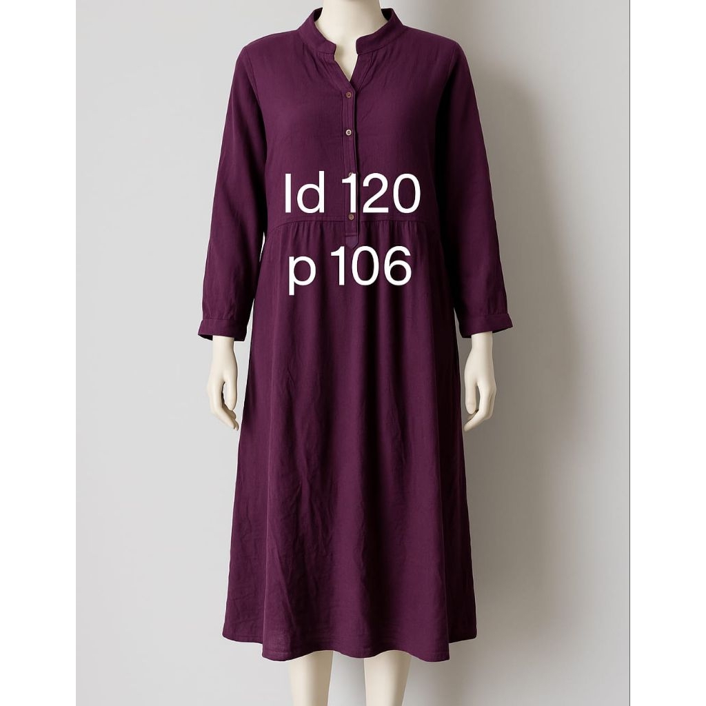 long dress tunik polos lengan panjang