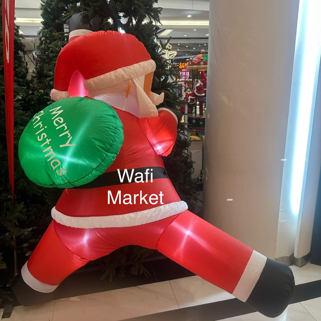 Noelle 1,2 Meter Patung balon Boneka Santa Claus Climbing Manjat LED Hiasan Dekorasi natal