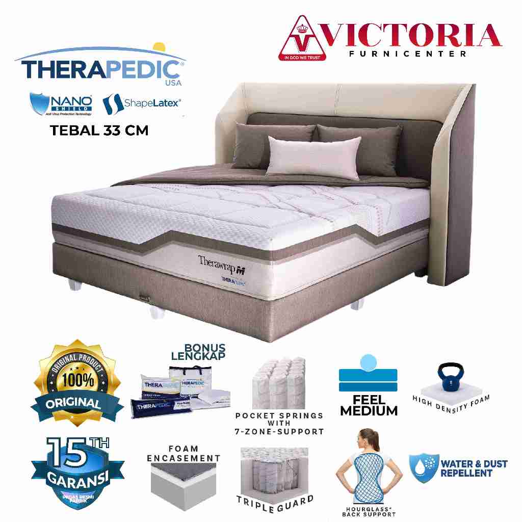 Therapedic  Therawrap M  Fullset Full Set 120 x 200  120x200  Kasur Spring Bed Springbed Termurah Pa