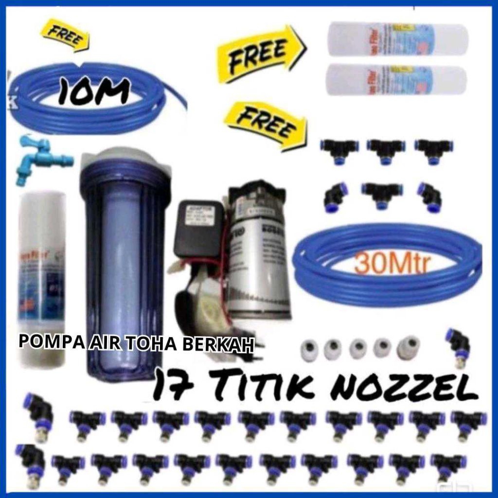 Paket Misting / Kabut / Embun, 17 Mist Nozzle / Pendingin Rumah Walet