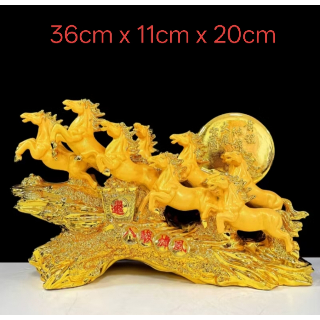 Pajangan Patung 8 Kuda Emas Feng Shui – Simbol Keberuntungan & Kesuksesan Usaha