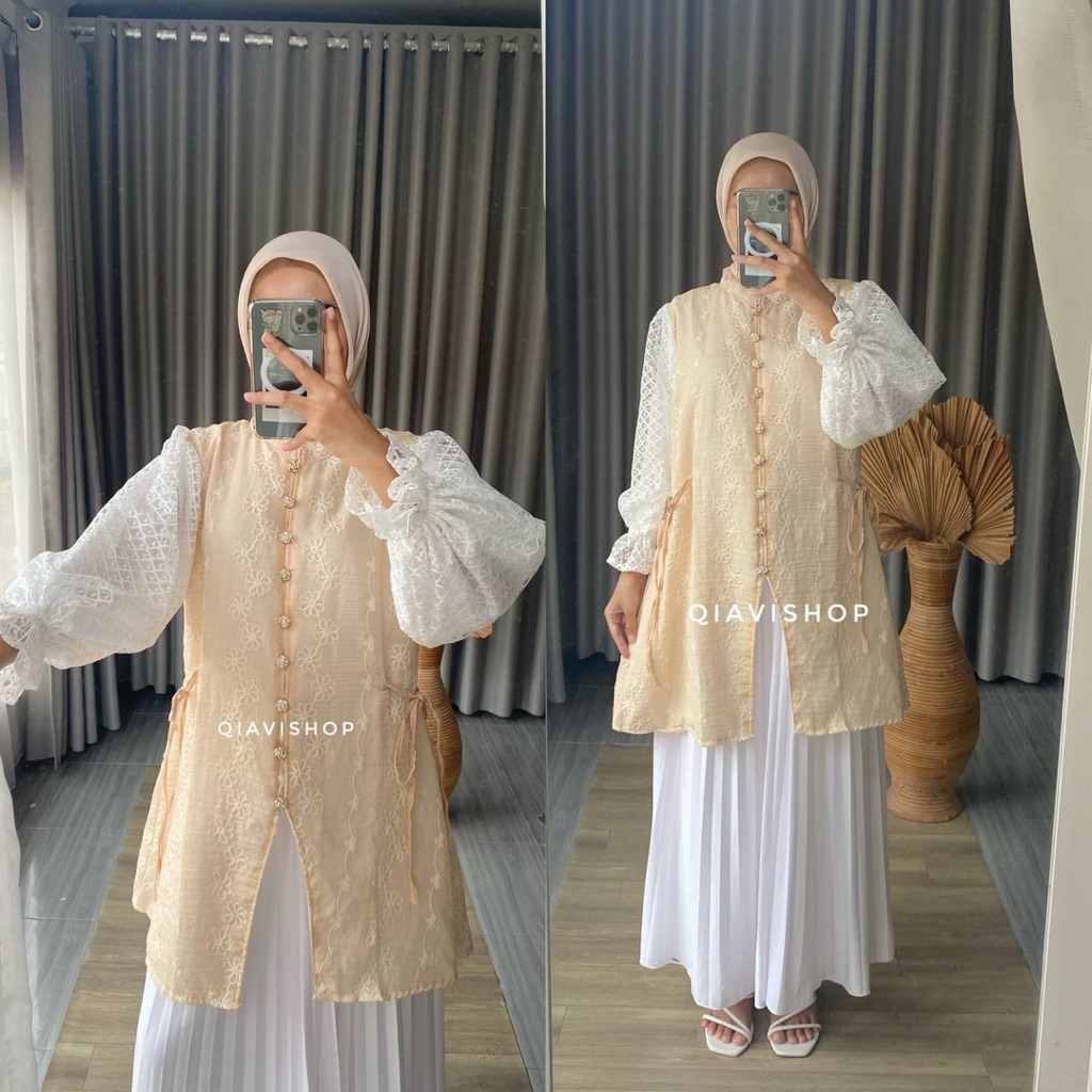Alisya Tunik / Tunic Bordir Brukat Busui / Tunik Terbaru buat Lebaran 2026 / Atasan brukat cantik / 