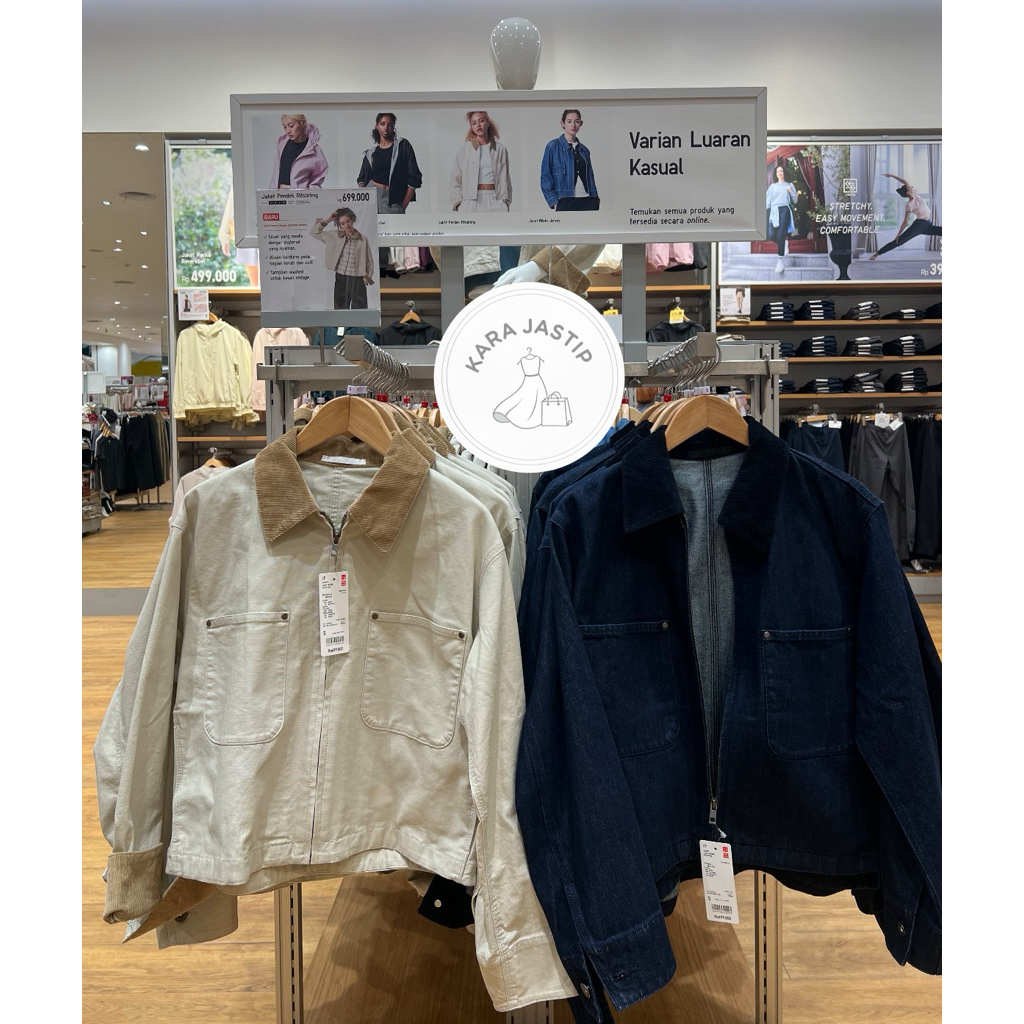 Women Jacket Pendek Risleting Zip Up Short Jacket UNIQLO