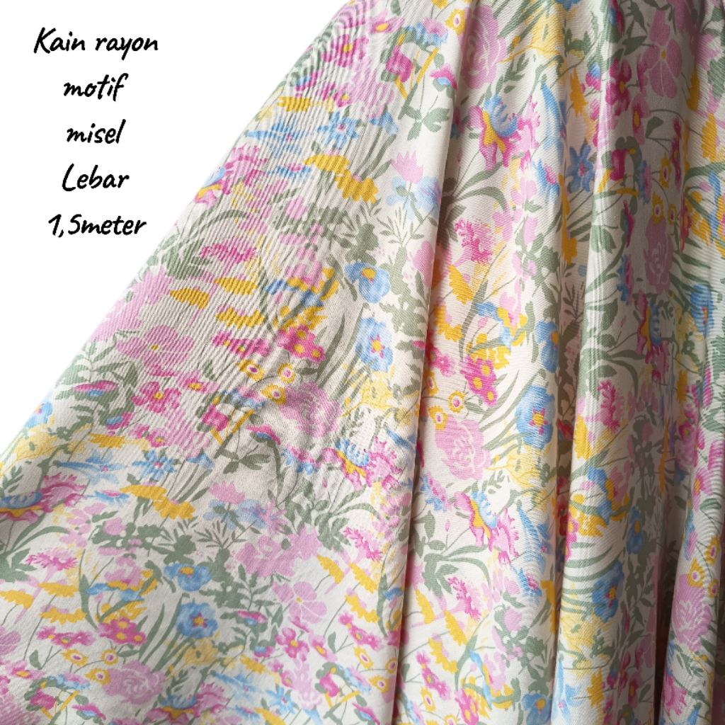 bahan kain rayon motif bunga rambat/kain rayon motif misyel