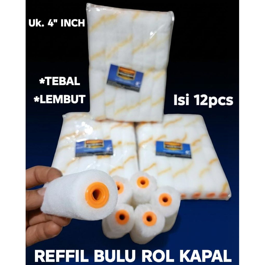 GROSIR 6-12 LUSIN ISI REFFIL BULU KUAS ROLL 4" MURAH - KUAS ROLL KAPAL 4" - KUAS ROLL CAT MINYAK