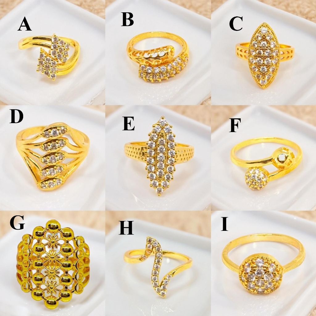 Cincin Permata Kuning Emas 24 Karat Dubai Korea Mewah