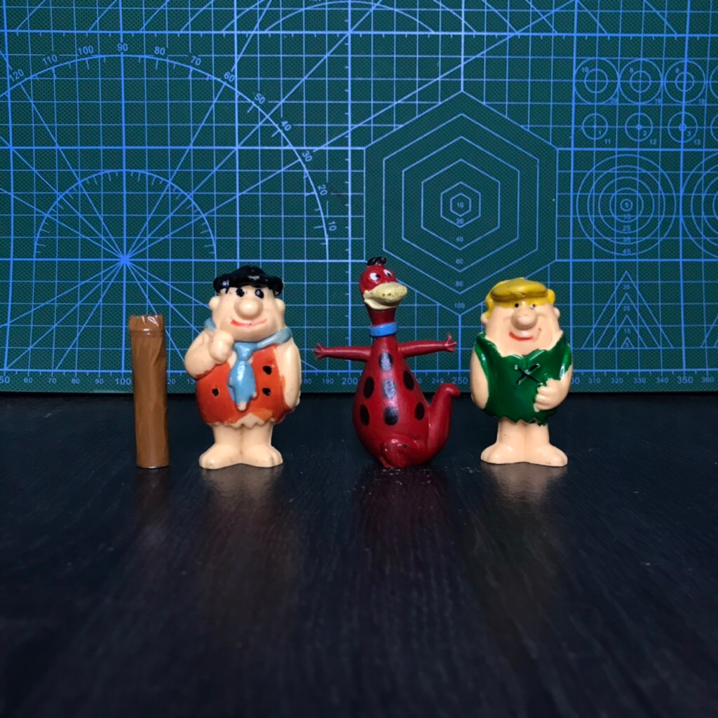 The Flintstones Fred Dino Barney Figure Set Vintage 1970's Antique Collectible [PRELOVED]