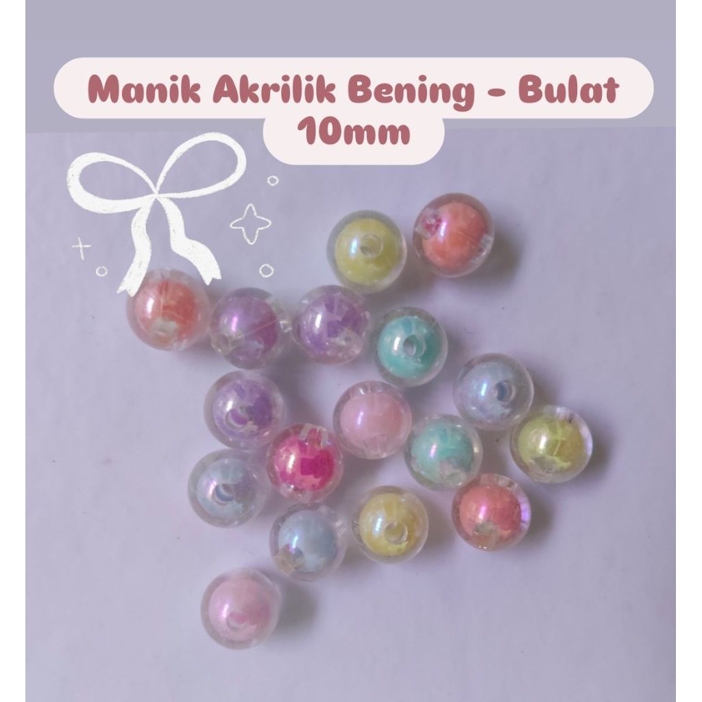 Manik Akrilik Bening - Bulat 10mm
