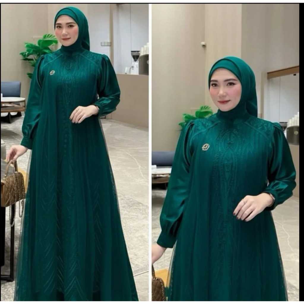 Mahogany Dress Gamis Brukat Tille Mewah Dress Lebaran Kondangan Outfit Wanita Dress Wanita Kekinian