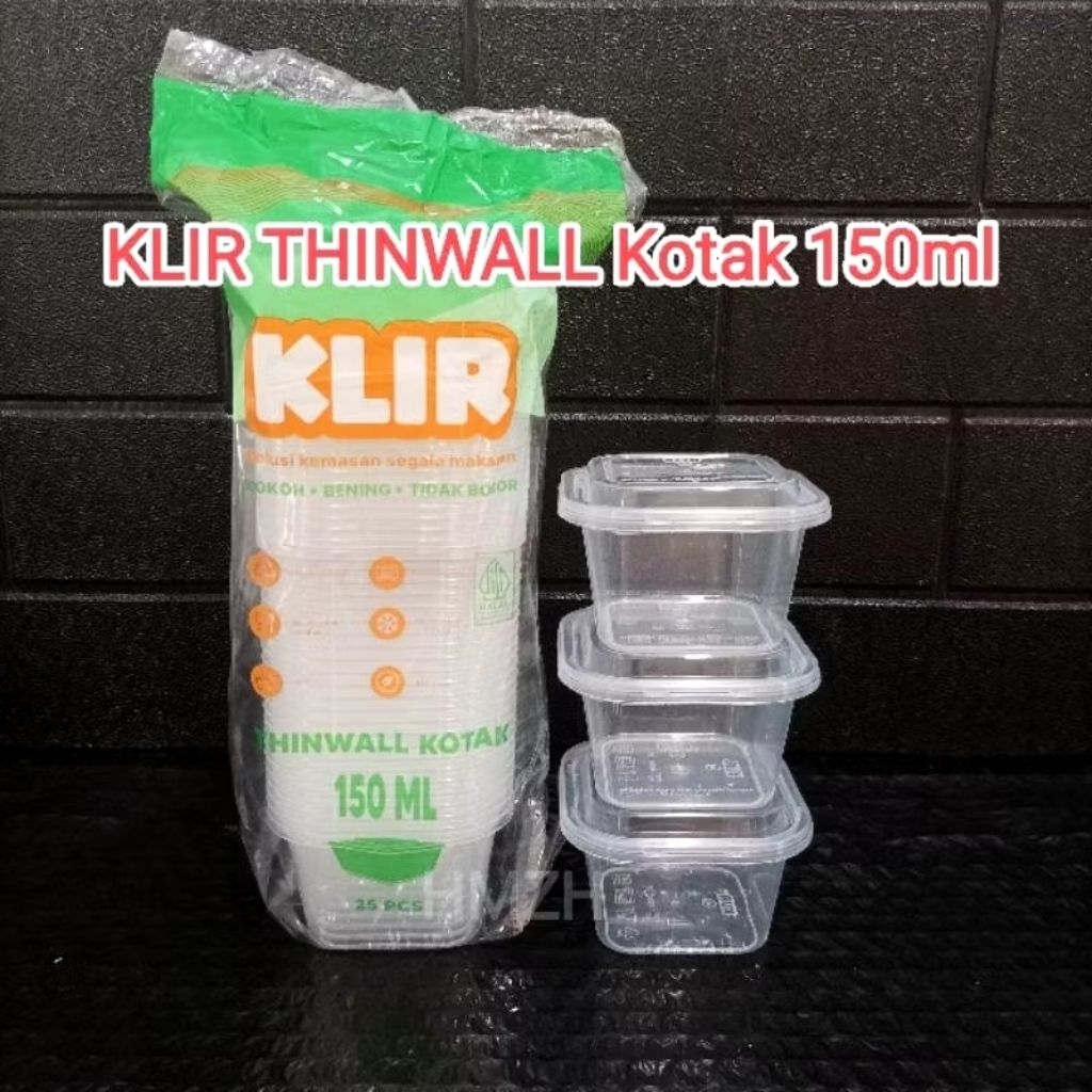 Thinwall Cup Square 150ml KLIR/ Cup Kotak Kecil/ Cup Puding/ Thinwall Kotak/ Wadah Bubur/ Cup Salad 