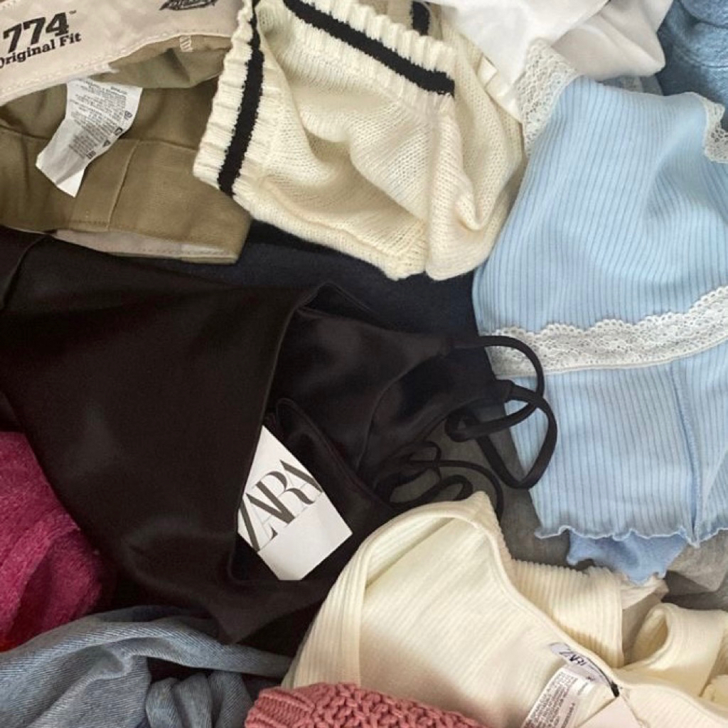 Prelove preloved atasan blouse kemeja top outer kaos baju pakaian vest stripe bunga batik crop top z