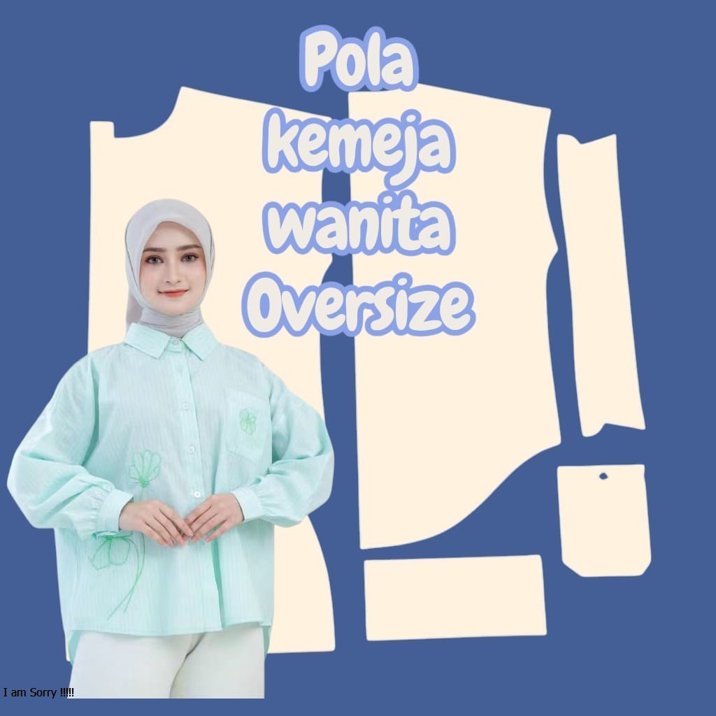 Pola instan kemeja oversize simpel - pola jiplak kemeja wanita - pola jahit kemeja wanita sudah berk