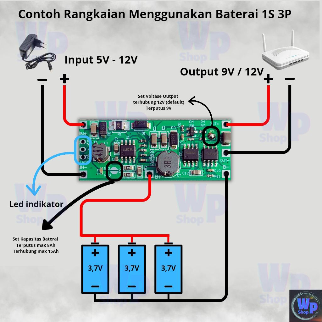 Dreambrown_ Mini Ups Modul Dc Ups 3,7V Ke 12V Charging & Backup Otomatis Boost Converter Untuk