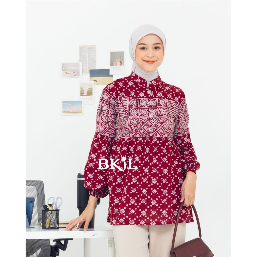 ALF.ID Store - Atasan Batik Wanita Modern Lapis Furing, Blus Batik Kerja, Batik Remaja, Batik Kantor