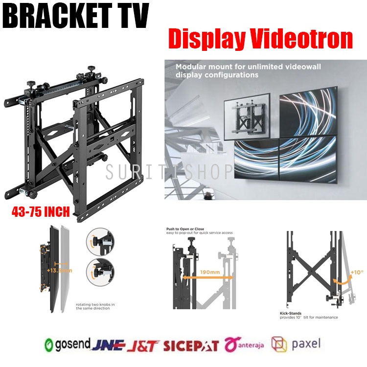 Bracket video wall Tv LED Lcd VideoWall 32"-70" Pop Up Tilt Micro adjustment TW100/Rodson RVM75