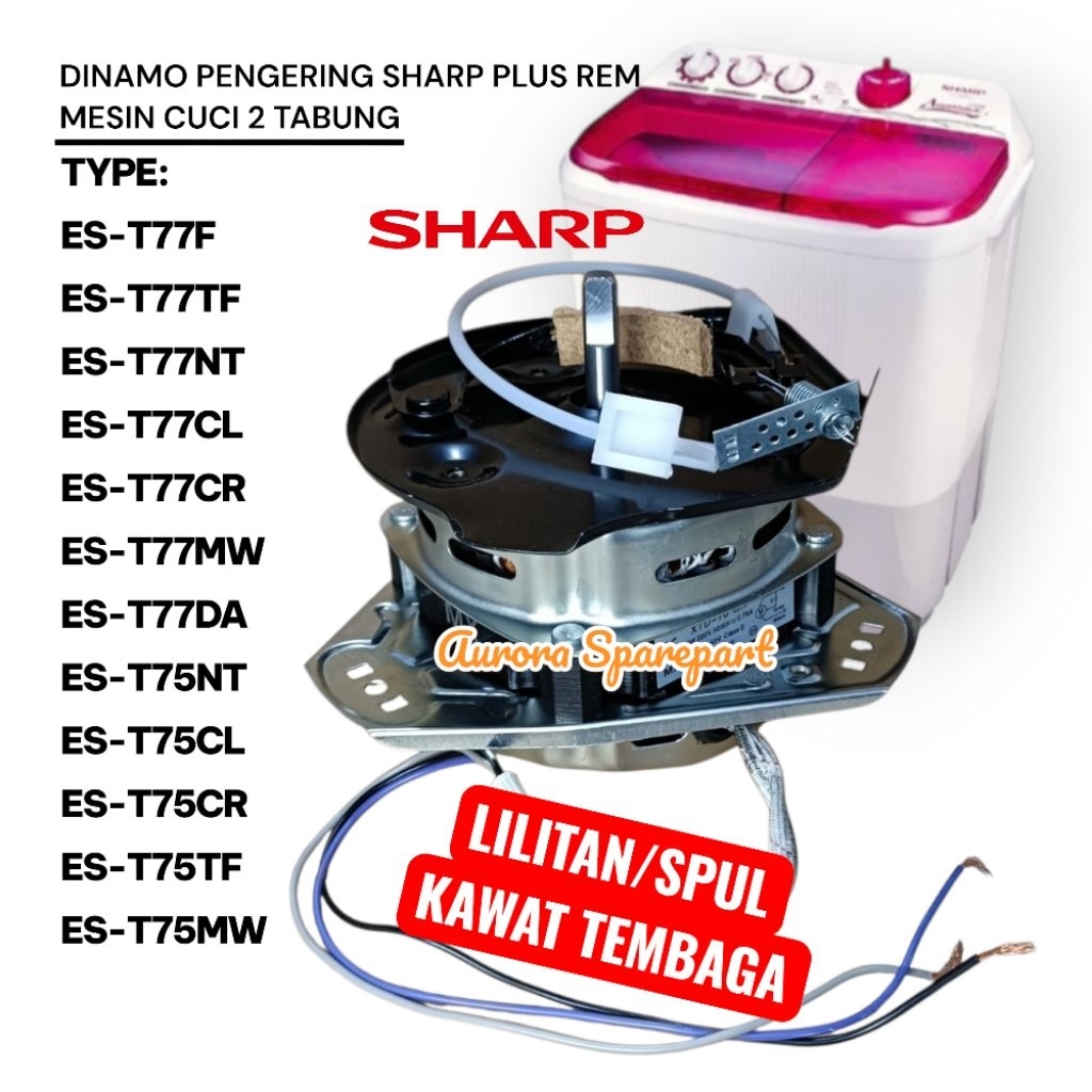 Dinamo pengering Sharp plus rem Lilitan kawat Tembaga ES-T77F ES-T77TF ES-T77NT ES-T77CL ES-T75CR ES