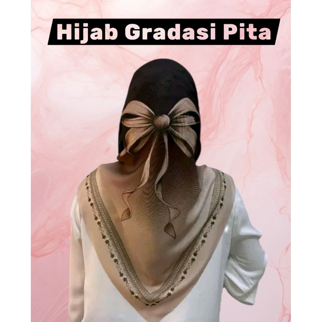 Hijab Gradasi Ribbon Pita | Hijab Voal Gradasi Pita