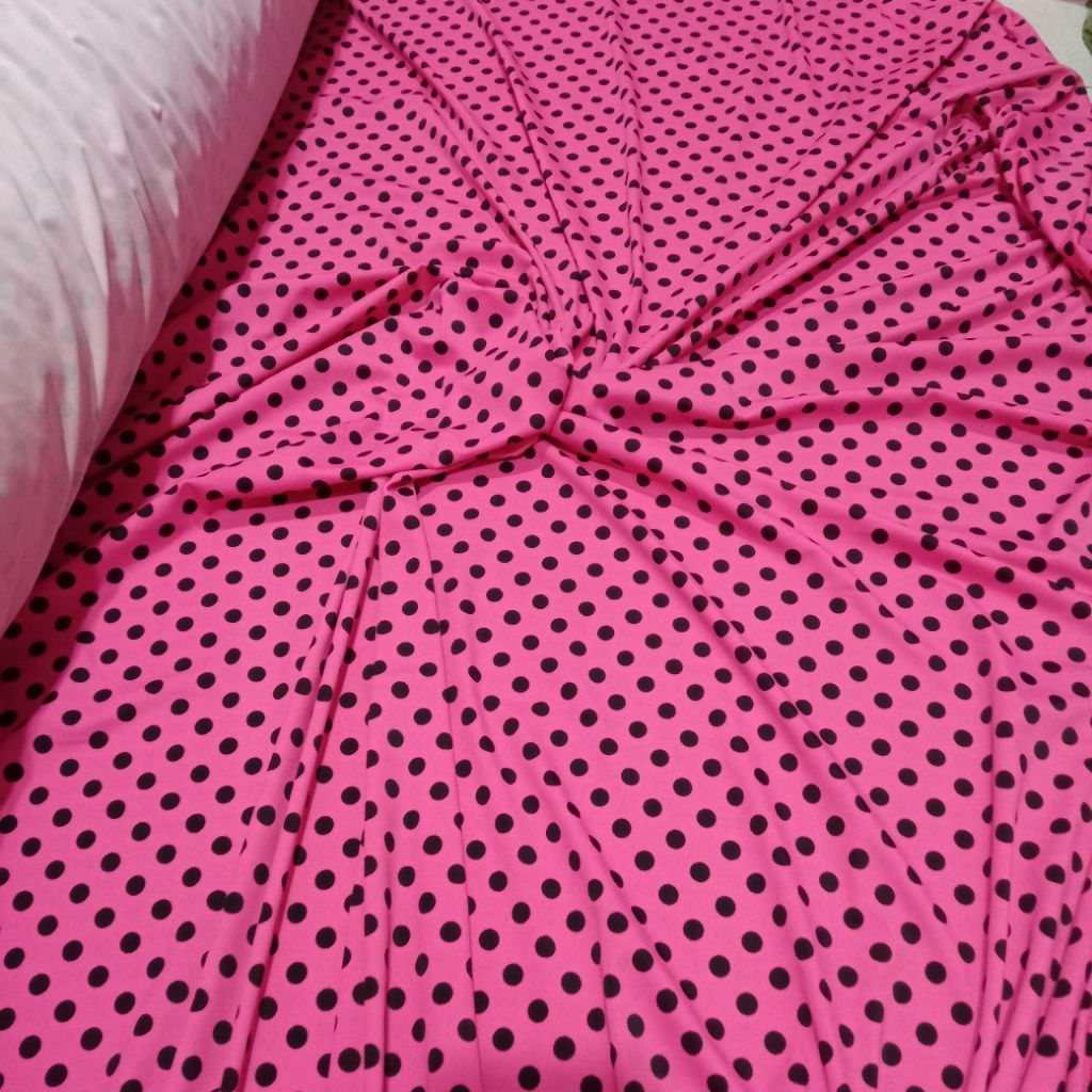 KAIN LYCRA SPANDEK MOTIF POLKADOD PREMIUM HARGA/0,5M