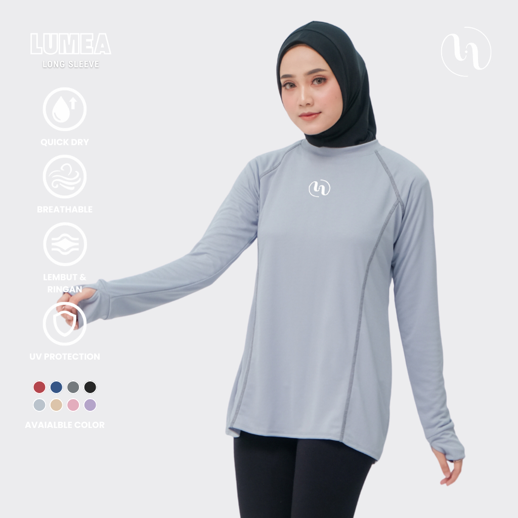 Hivvy Baju Olahraga Wanita Muslimah Atasan Sport Lumea DryFit Handsock Hijab Friendly