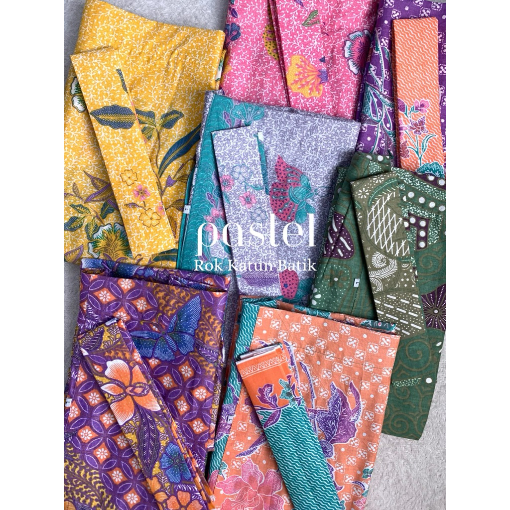 ROK PANJANG KATUN BATIK SET OBI | BATIK PASTEL | ANEKA MOTIF BATIK | ROK BATIK | BATIK BALI | BAWAHA