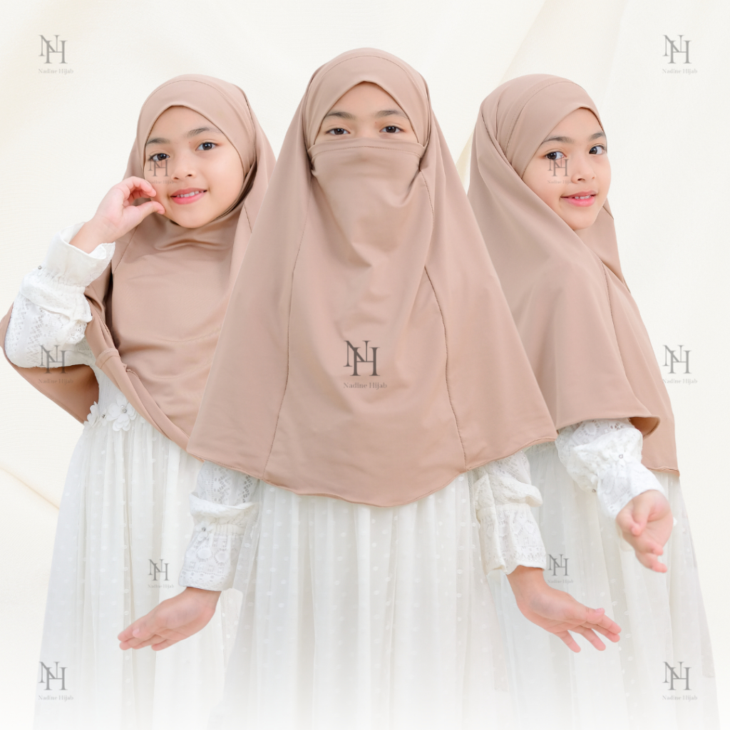 Hijab French Khimar Niqob Anak Remaja 7-15 th Jersey Premium I Hijab Cadar Anak I French Khimar Anak