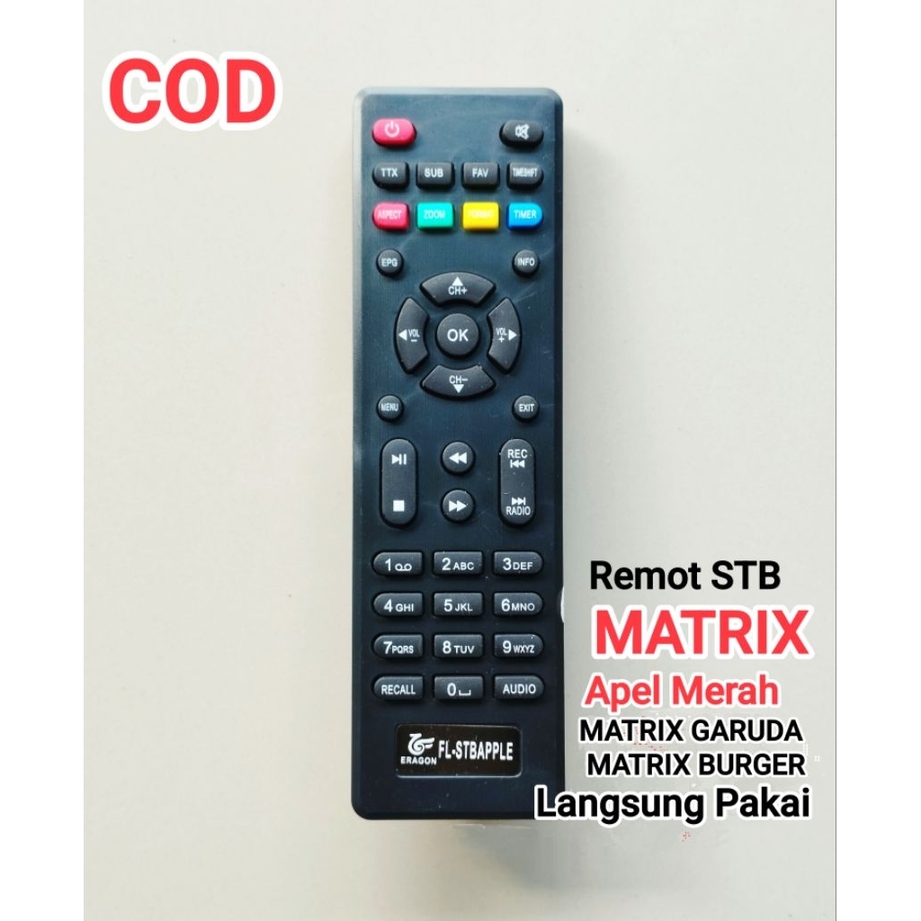 REMOTE STB SET TOP BOX DVBT2 MATRIX APEL MERAH MATRIX BURGER HIJAU MATRIX GARUDA LANGSUNG PAKAI TANP