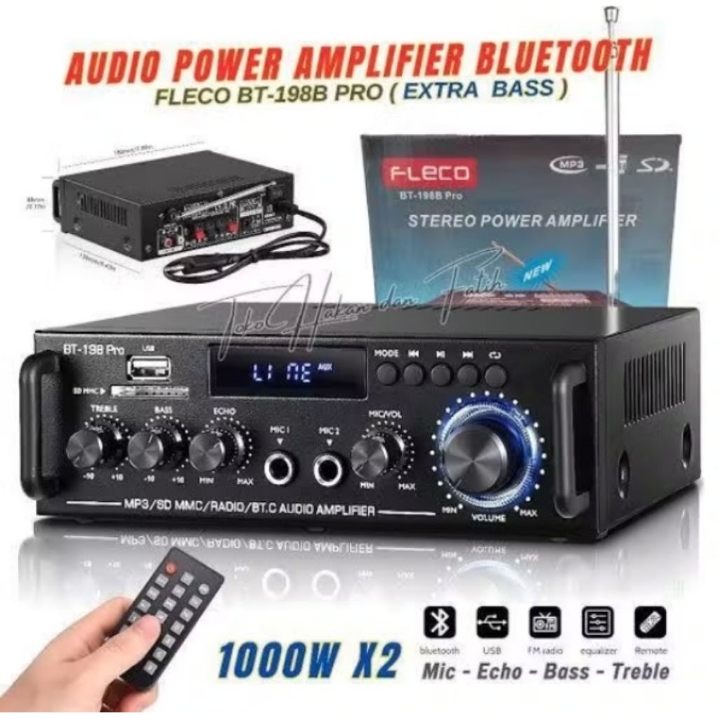 SIAP KIRIM AMPLIFIER BLUETOOTH FLECO 198 PRO 2000 WATT